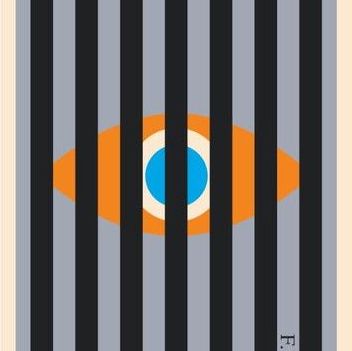 Image of eyes from cover of novel The Trial by Franz Kafka